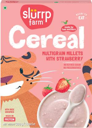 Slurrp Farm No Refined Sugar, Strawberry and Rice Crispies Instant Cereal