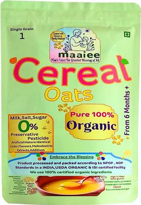 MAAIEE Organic Oats Baby Cereal Rich in Protein & Fibre,No Sugar, Milk No Preservatives Cereal