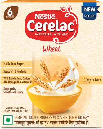 Nestle Cerelac Wheat Baby Food Cereal for 6 to 24 Months Baby No Refined Sugar Cereal