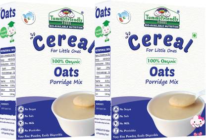 TummyFriendly Foods USDA Certified 100% Organic Oats Porridge Mix , Organic Baby Food for 6 Months Old , Rich in Beta-Glucan, Protein & Fibre , 200g Each, 2 Packs Cereal