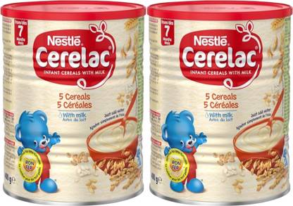 Cerelac 5 Cereals with Milk Combo Pack: European Made (2x400g) Cereal