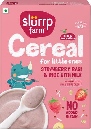Slurrp Farm No Added Sugar Ragi Strawberry | Mildly Sweetened with Date Powder Instant Cereal