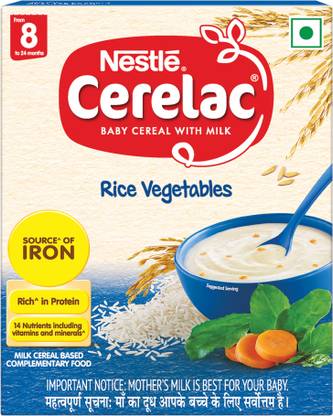Nestle Cerelac Rice Vegetables Baby Food Cereal for 8 to 24 Month Baby Source of Iron & Protein Cereal