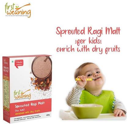 First Weaning Sprouted Ragi Malt for kids, enriched with dry fruits, 200g Cereal
