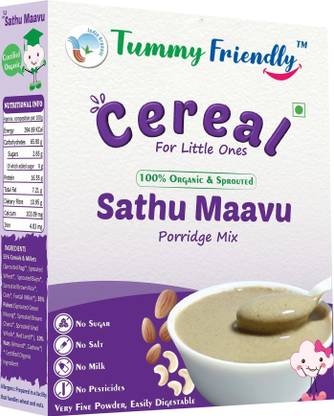 TummyFriendly Foods Certified USDA Organic Sprouted Sathu Maavu Porridge Mix |Made of Sprouted Ragi, Whole Grains, Pulses & Nuts | Rich in Protein & healthy-Fat For Baby Weight Gain| 200g Cereal
