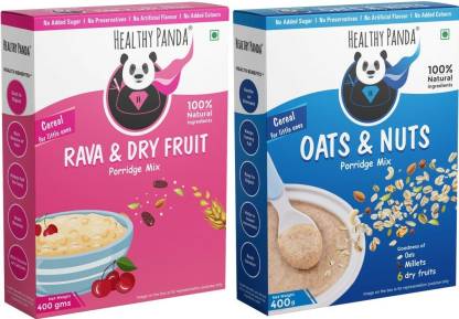 HEALTHY PANDA Oats & Nuts (400g)+Rava & Dry fruit Powder for baby food Cereal