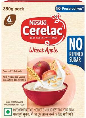 Nestle Cerelac Wheat Apple Baby Food Cereal with No Refined Sugar & No Preservatives Cereal