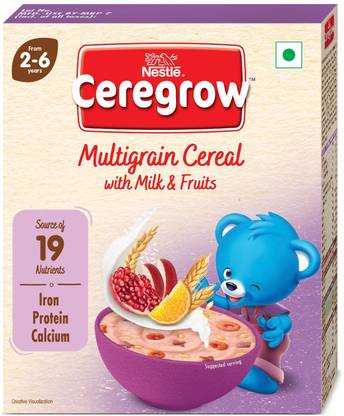 Nestle Ceregrow Multigrain Milk & Fruits Cereal | With Iron, Protein, Calcium | 19 Nutrients Cereal
