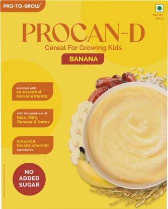 Pro-To-Grow PROCAN-D Banana Cereal 300g for Growing Kids | With Milk, Banana & No Sugar Cereal