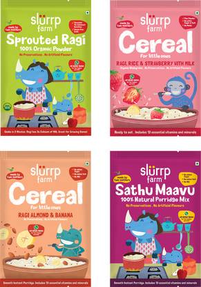 Slurrp Farm No Added Sugar Ragi Trial Pack Combo, Easy to Digest Cereal