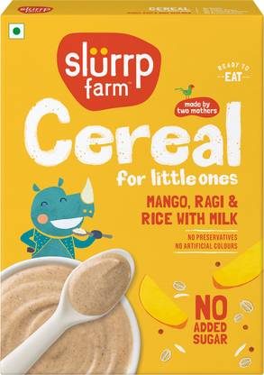 Slurrp Farm No Added Sugar Ragi Mango | Mildly Sweetened with Date Powder Instant Cereal