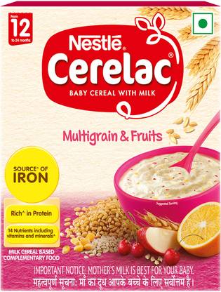 Nestle Cerelac Multigrain & Fruits Baby Food Cereal for 12 to 24 Month Source of Iron & Protein Cereal