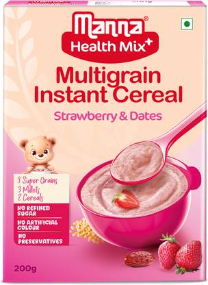 Manna Health Mix Instant Multigrain Cereal, Strawberry, Banana, Dates, with Milk Cereal