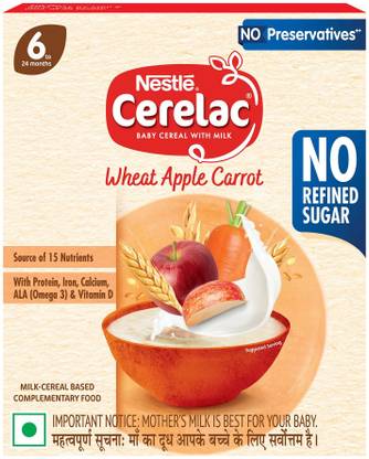 Nestle Cerelac Wheat Apple Carrot Baby Food Cereal, No Refined Sugar & No Preservatives Cereal