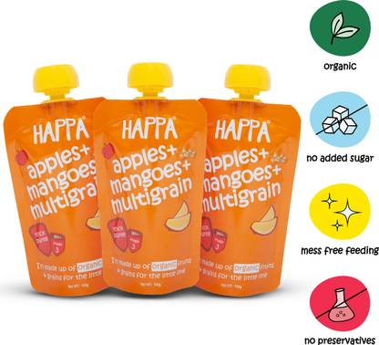 Happa Organic Apples Mangoes And Multigrain Fruit And Grain Puree Cereal