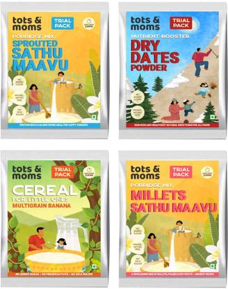 TOTS AND MOMS Multigrain Trial Pack with Dates Powder |Nutritionally rich | 4 Packs Cereal