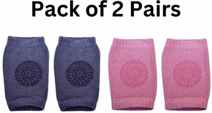 HytroMyk Knee Elbow Safety Protector Anti-Slip Protective Cushion for Kids Baby Knee Pads Pink, Dark Grey (2 Pairs) Baby Knee Pads