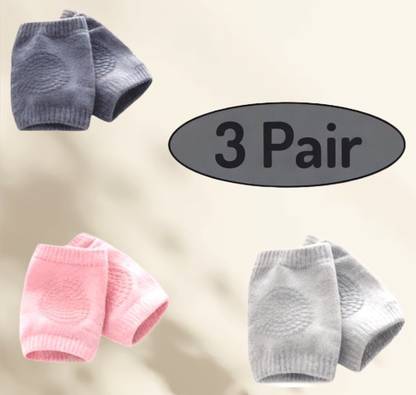 Virti Mini Me Soft Knitted Baby Knee and Elbow Socks, Random Pairs- Pink, Blue, Black, Grey Baby Knee Pads