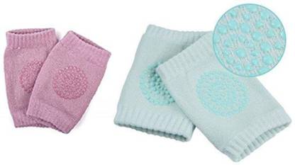 HytroMyk Knee Elbow Safety Protector Anti-Slip Protective Cushion for Kids Baby Knee Pads Pink and Green (2 Pairs) Baby Knee Pads