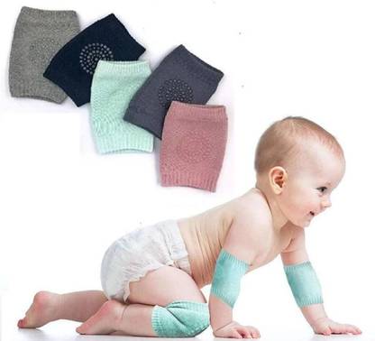Virti Mini Me Soft Knitted Baby Knee and Elbow Socks, Random Pairs- Pink, Blue, Black, Grey Baby Knee Pads