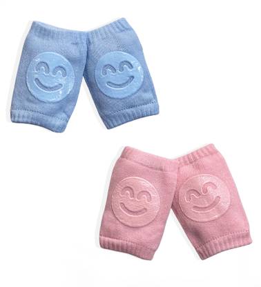 FEBVIBE Set of 2 Smiley Baby Knee Pads,Elbow Safety Protector, Baby Safety Leg Pink Baby Knee Pads