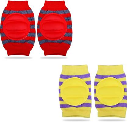 Miss & Chief Knee Pads for Kids, Anti-Slip Padded Stretchable Elastic Cotton Soft Comfortable Red, Yellow Baby Knee Pads