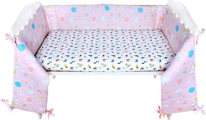 MOM CARES Crib Bumper for Baby Cot All Four Sides Protection Safe Cotton for Standard Crib