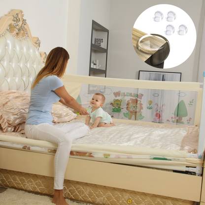 Safe-o-kid 1 Large (6Ft/183/72Inches) Up And Down Washable Bed Rails Full Bed Size, Beige