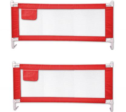 KIDDERY Bed Rails for Baby Toddler Safety Adjustable Height Red Pack of 2