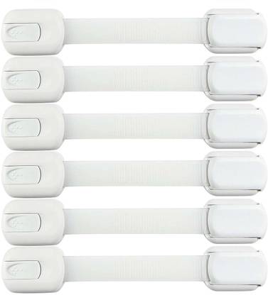 Inovera Baby Safety Adjustable Drawer Cabinet Locks Straps, White (Pack of 6)