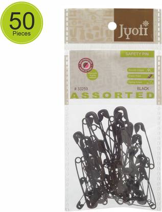Jyoti Safety Pin (50 Assorted Pins Black Finish in a Card)