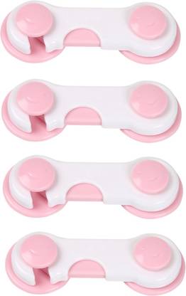 Safe-o-kid Easy to Use, Dotted with Smiley Ends Child Proof Cabinet Lock (Pack of 4)