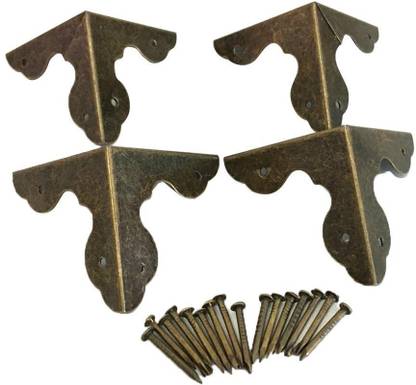 Calandis 4pcs Vintage Brass Edge Guard Wooden Box Table Cabinet Trunk Corner Protector