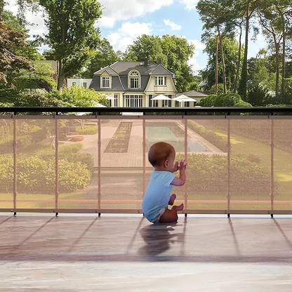 kirfiz Child Safety Rail Baby Railing Net Stair Safety Net Banister Mesh Guard Child