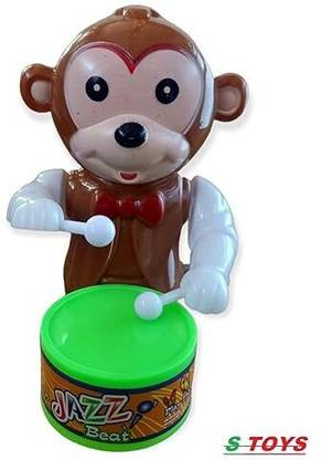 RS Toys Drummer Key-Operated Monkey.Toy for Baby with Drumming and Dancing Action Toy Rattle
