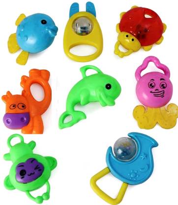littlewish Angry Birds Rattle Toys Colourful Plastic Non Toxic Set of 8 Rattle