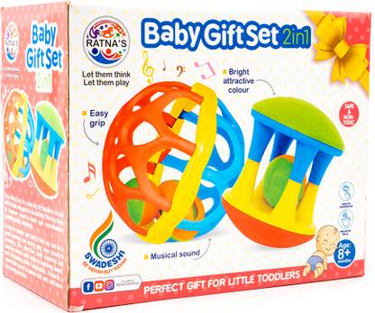 Ratnas Baby Gift Set 2in1 Rattle Roller & Ball (Multicolor) (2156) Rattle