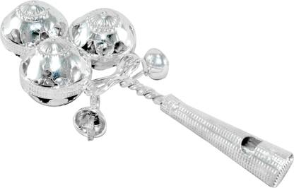 KMJ pure silver rattle/jhunjhuna with whistle for baby Rattle