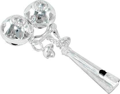 KMJ Pure silver rattle/jhunjhuna with whistle Rattle