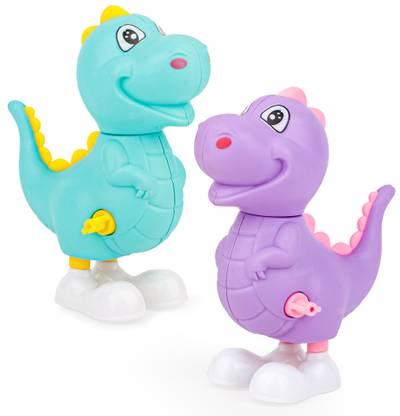 FIDDLERZ Dino Wind-Up Key Operated Crawling Jumping Toy for Kids Pack of 2 – (No Battery) Rattle