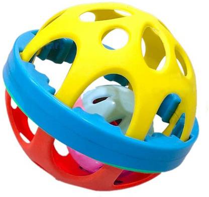 GREST Colorful Shake and Grab Non Toxic Soft Ball Teether Rattle Toy for Babies Rattle