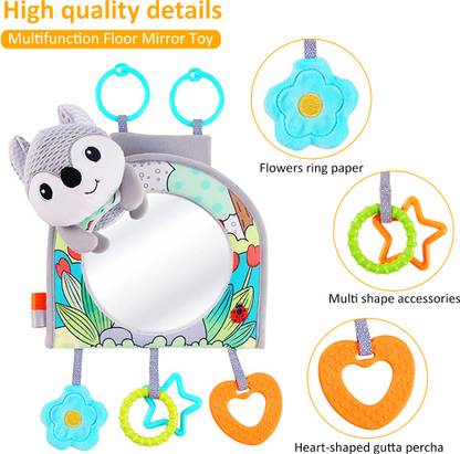 HASTHIP Baby Hanging Toy Baby Car Mirror Toys for Backseat, Multifunction Floor Mirror Rattle