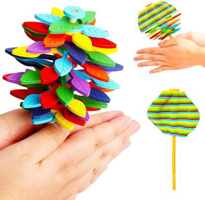 ZUNBELLA Candy Flower Toy for Kid- Lollipop Shaped Colourful Twisting & Rotating Fidget Rattle