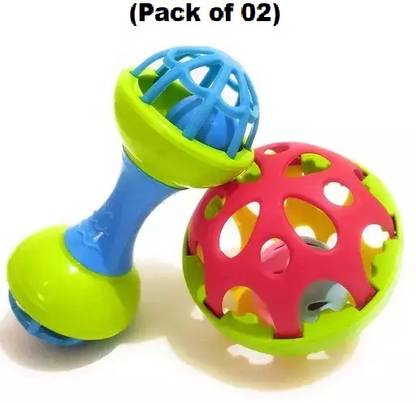 Kids Big Size Non Toxic Soft Ball and Dumbbell Bell Teether Combo Rattle Toy 02 Ps. Rattle