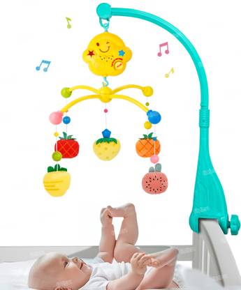 FIDDLERZ Musical Fruit Cot Mobile Rotating Fruits Cot Light Rattle ...