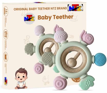 NTZ Teething Toys for Newborn Infant Toys Gifts Wooden and sillicon Teething Rattle