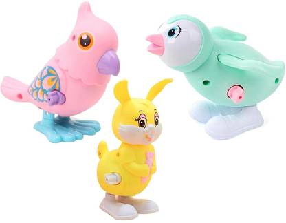 Justcraft Jumping Rabbit, Penguin, Bird Key Operated Wind Up Toy for Kids Rattle