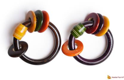 Gogalgai Toys Wooden Circle Rattle for Babies, Multicolor Rattle