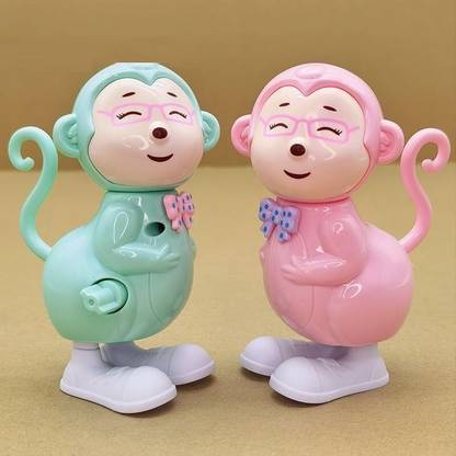 CJ CHILDREN Key Operated Jumping Monkey Wind up Interactive Walking Toys (Pack of 2) Rattle