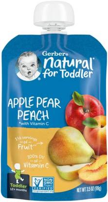 GERBER Gerber Snacks For Toddler, Apple Pear Peach Baby Snacks 100 g